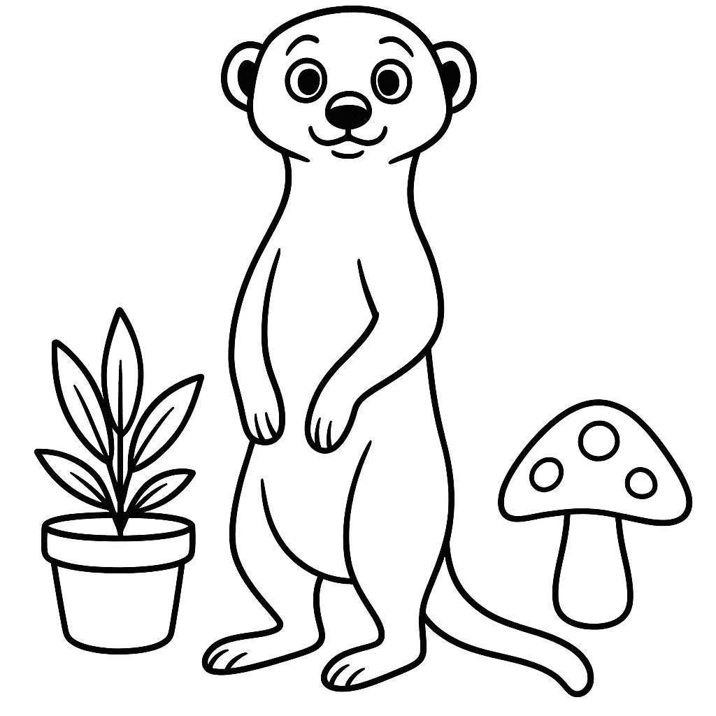 Cute Meerkat color page for kids