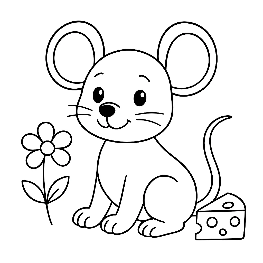 Cute Mickey Mouse color page for kids