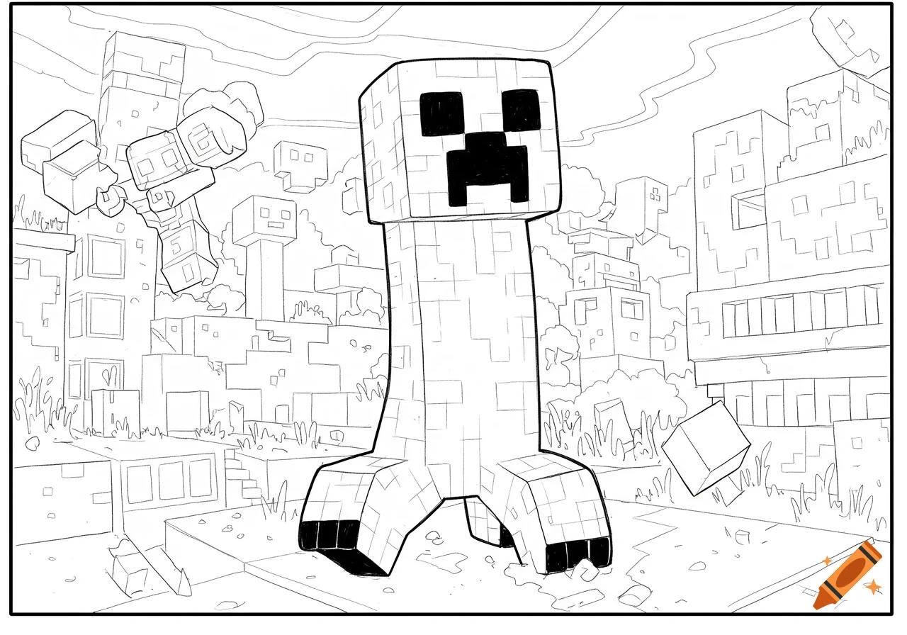 Minecraft drawing page for kids