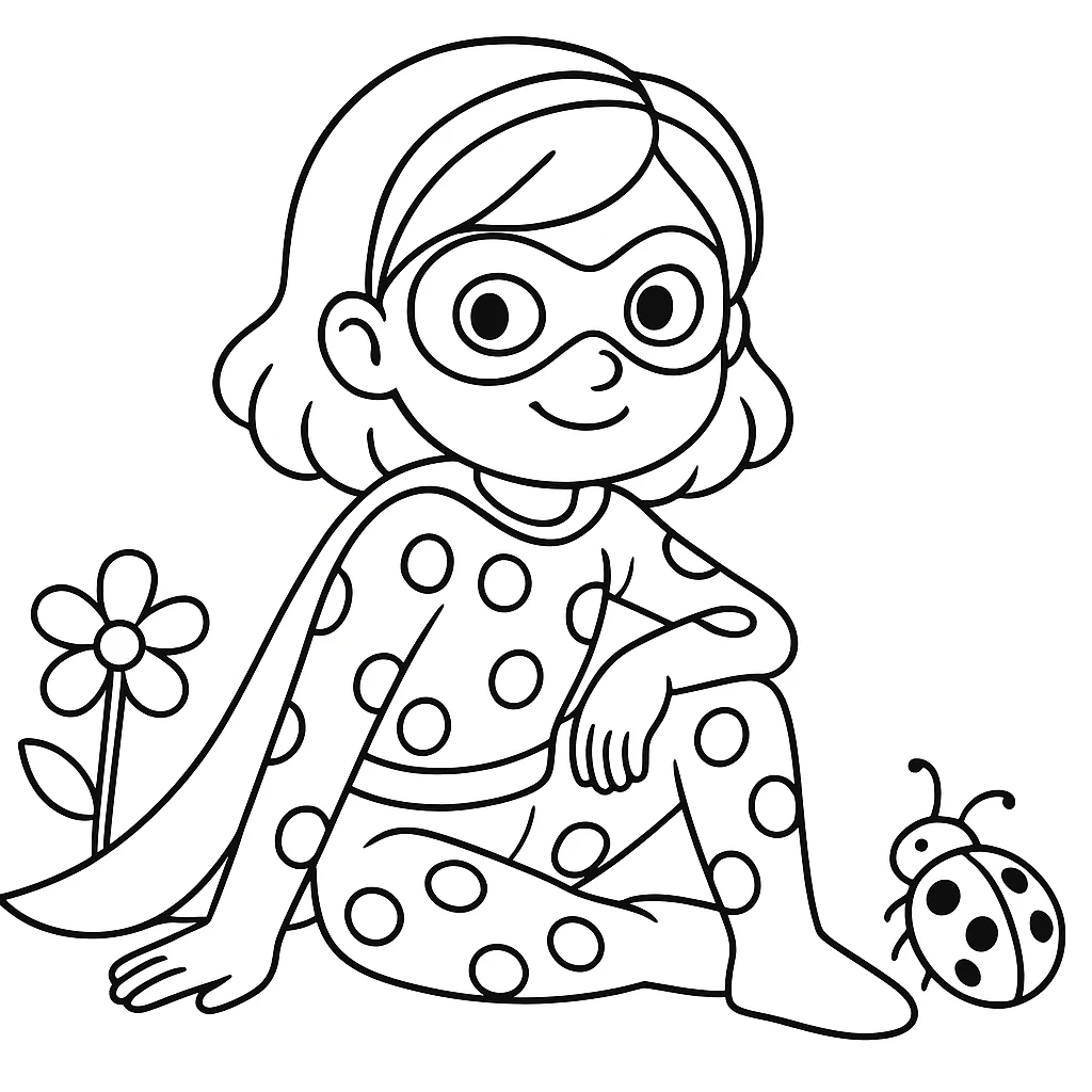 Cute Miraculous Ladybug color page for kids