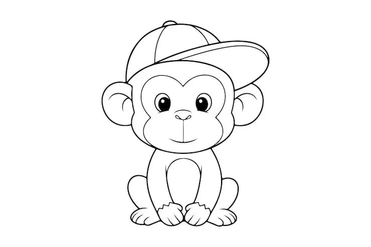 Monkey drawing page for kids
