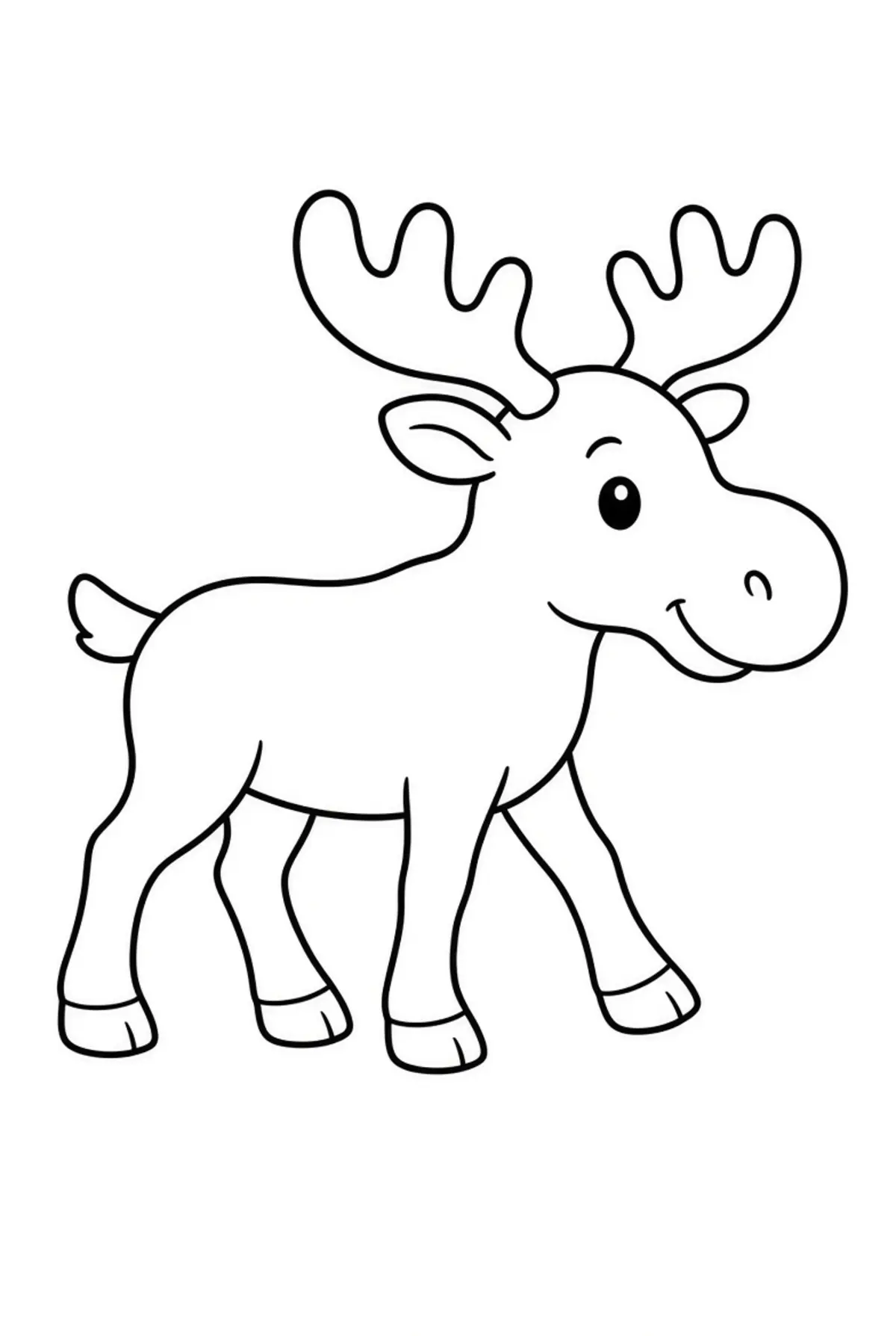 Cute Moose color page for kids