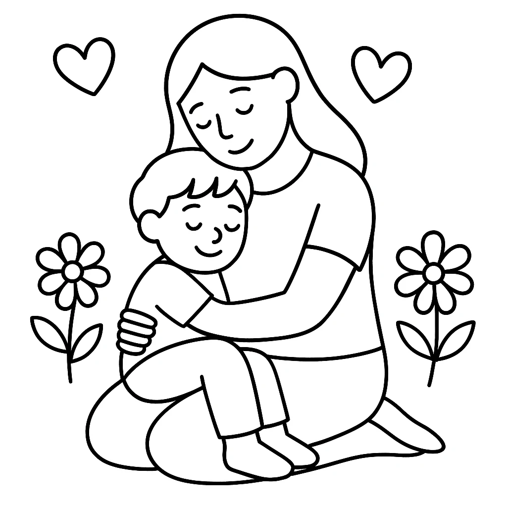 Cute Mothers Day color page for kids