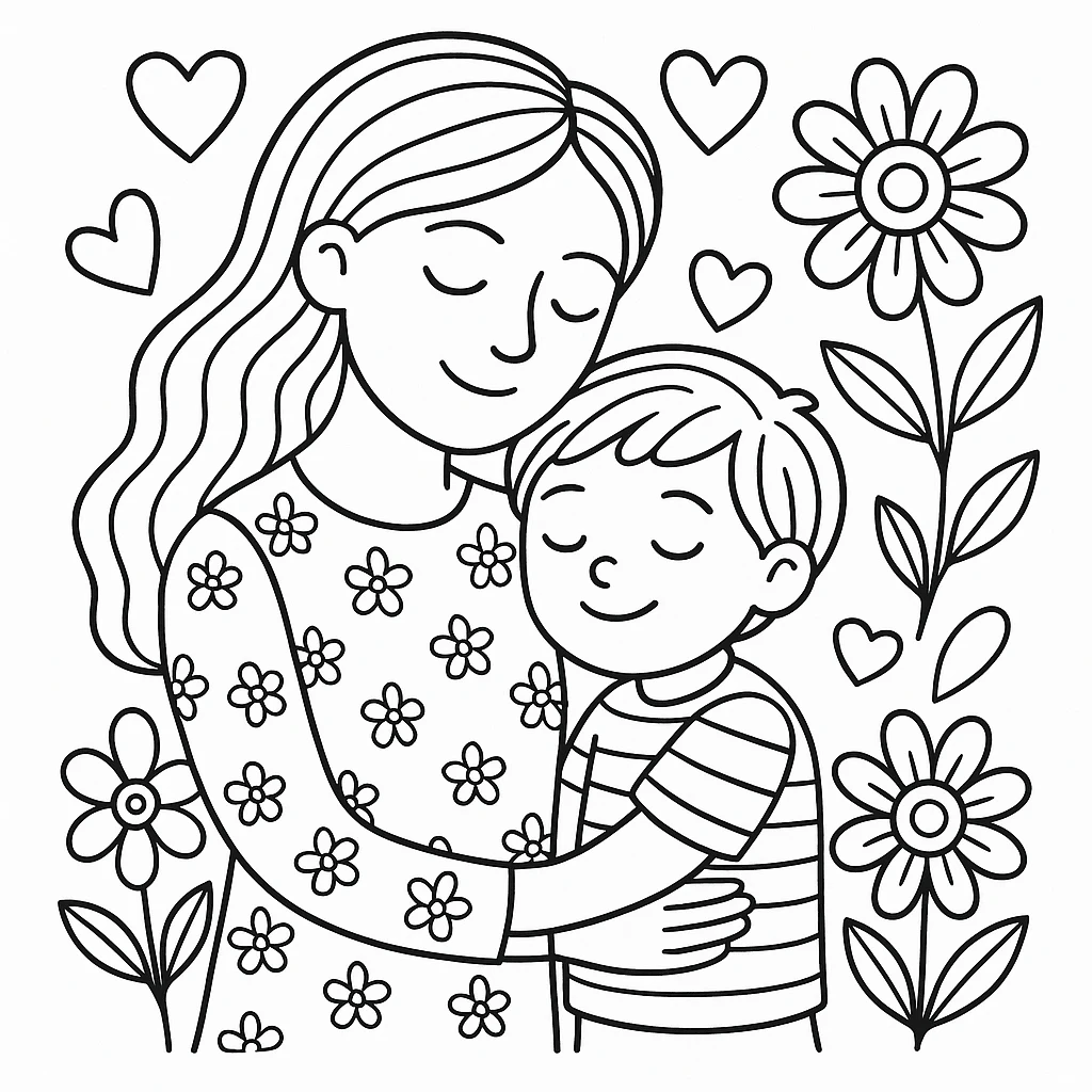 Free Mothers Day coloring sheet for kids