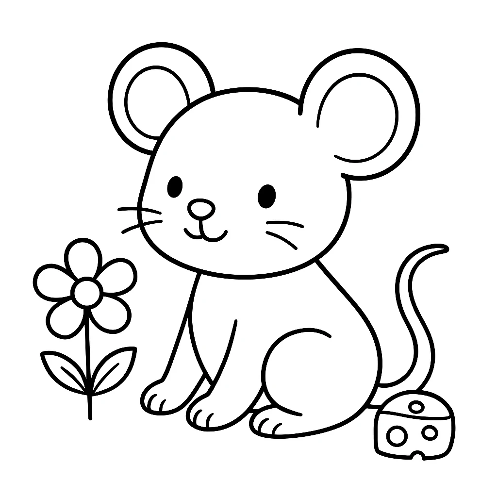 Cute Mouse color page for kids