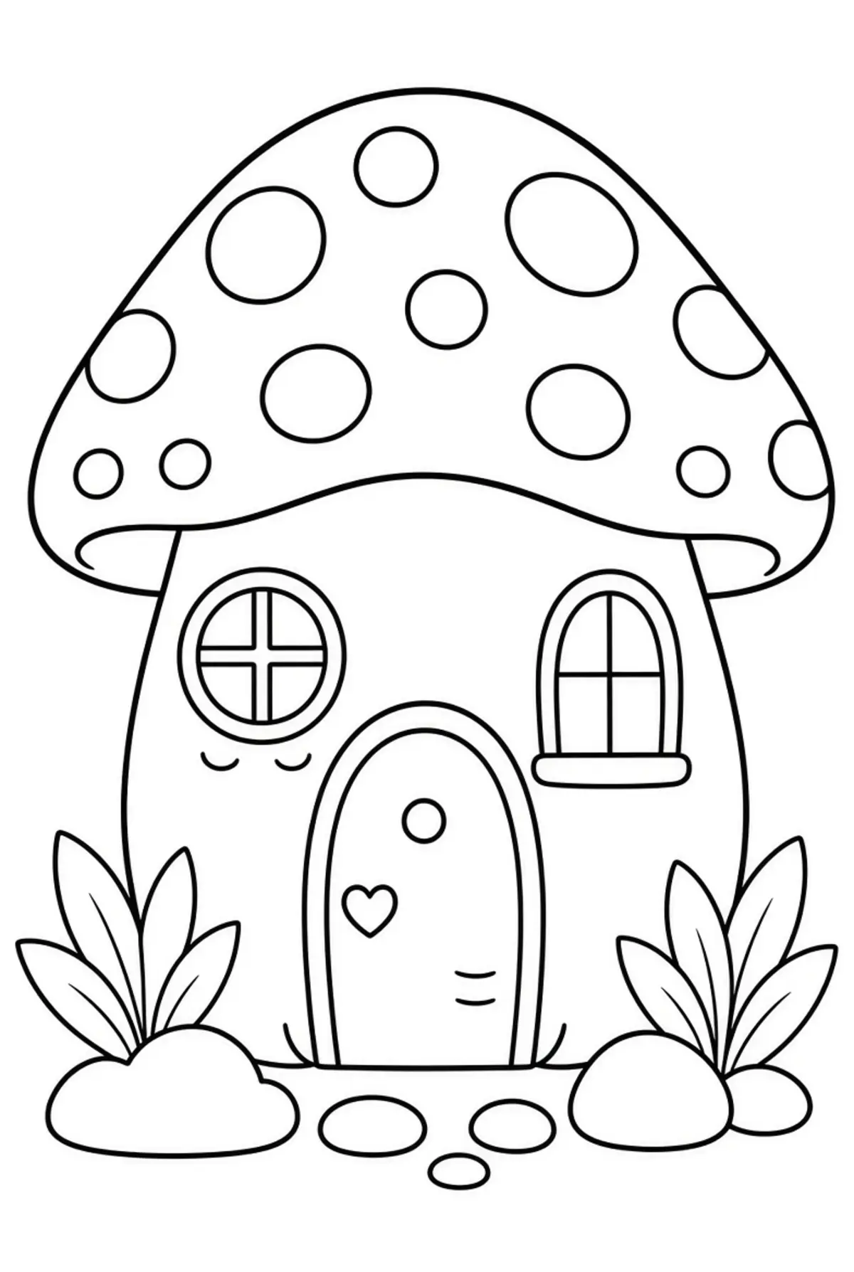Mushroom drawing page for kids