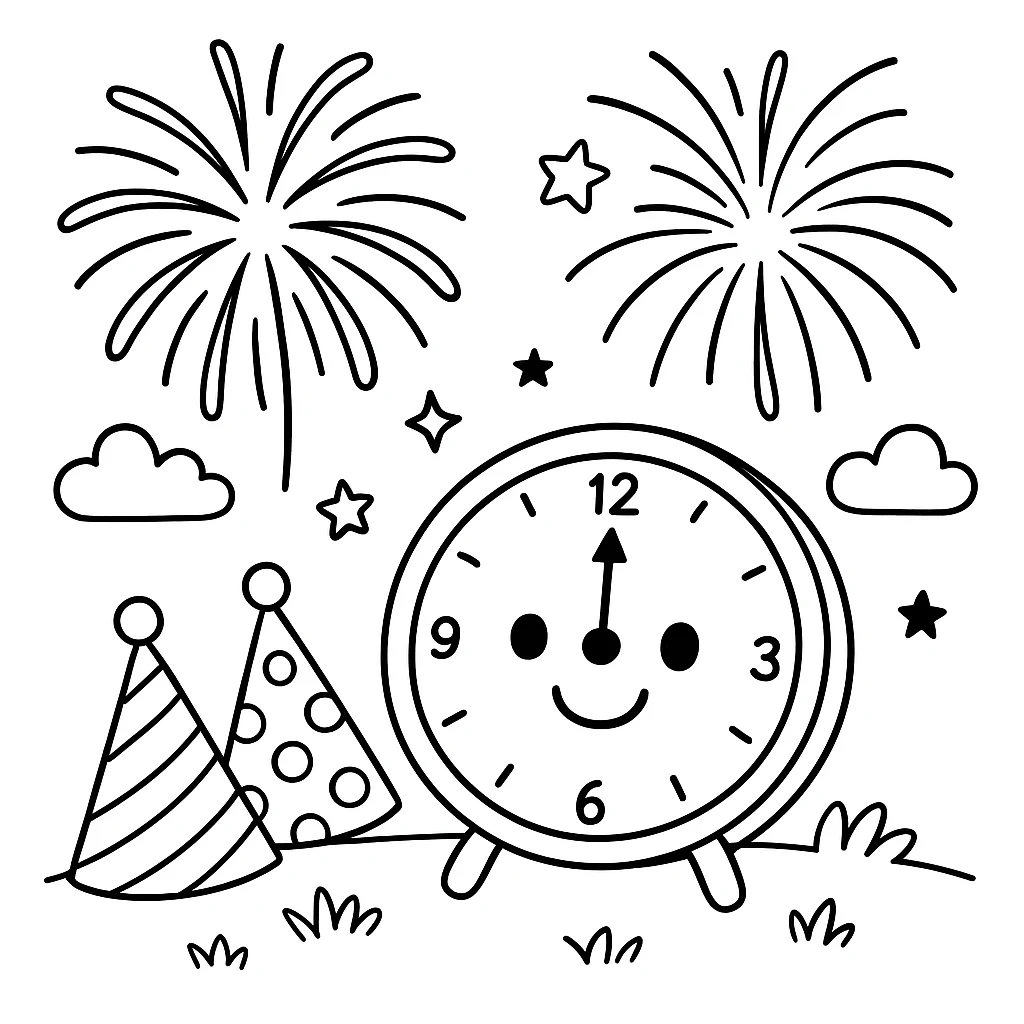 New Year coloring pages printable for kids