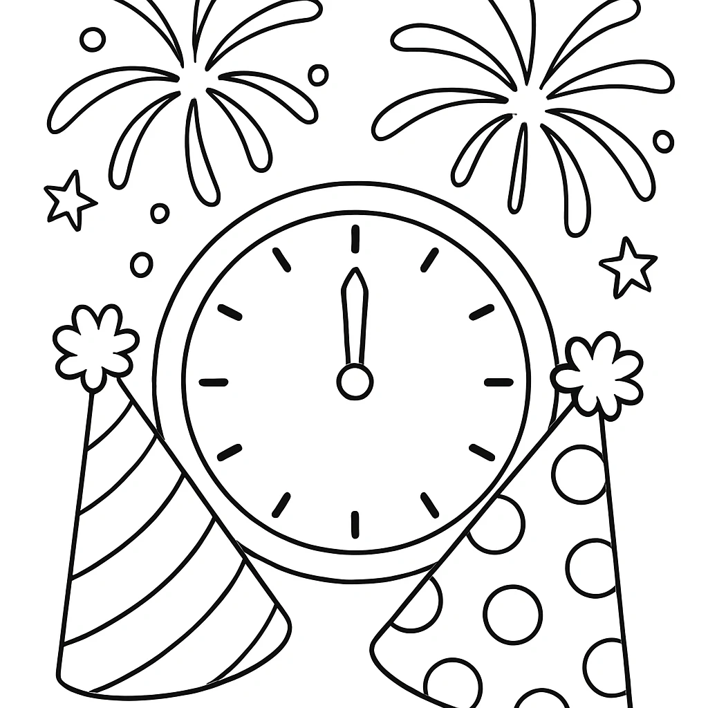 New Year drawing page for kids