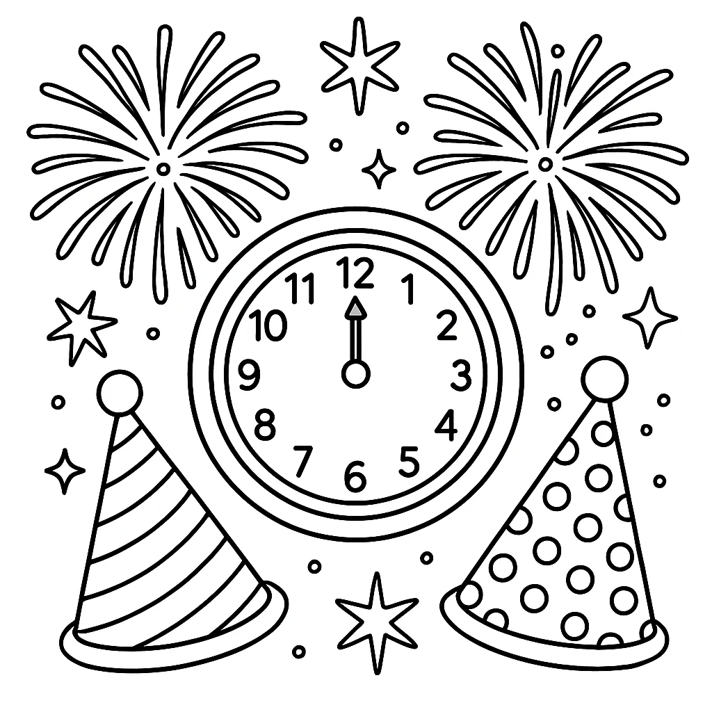 Free New Year coloring sheet for kids