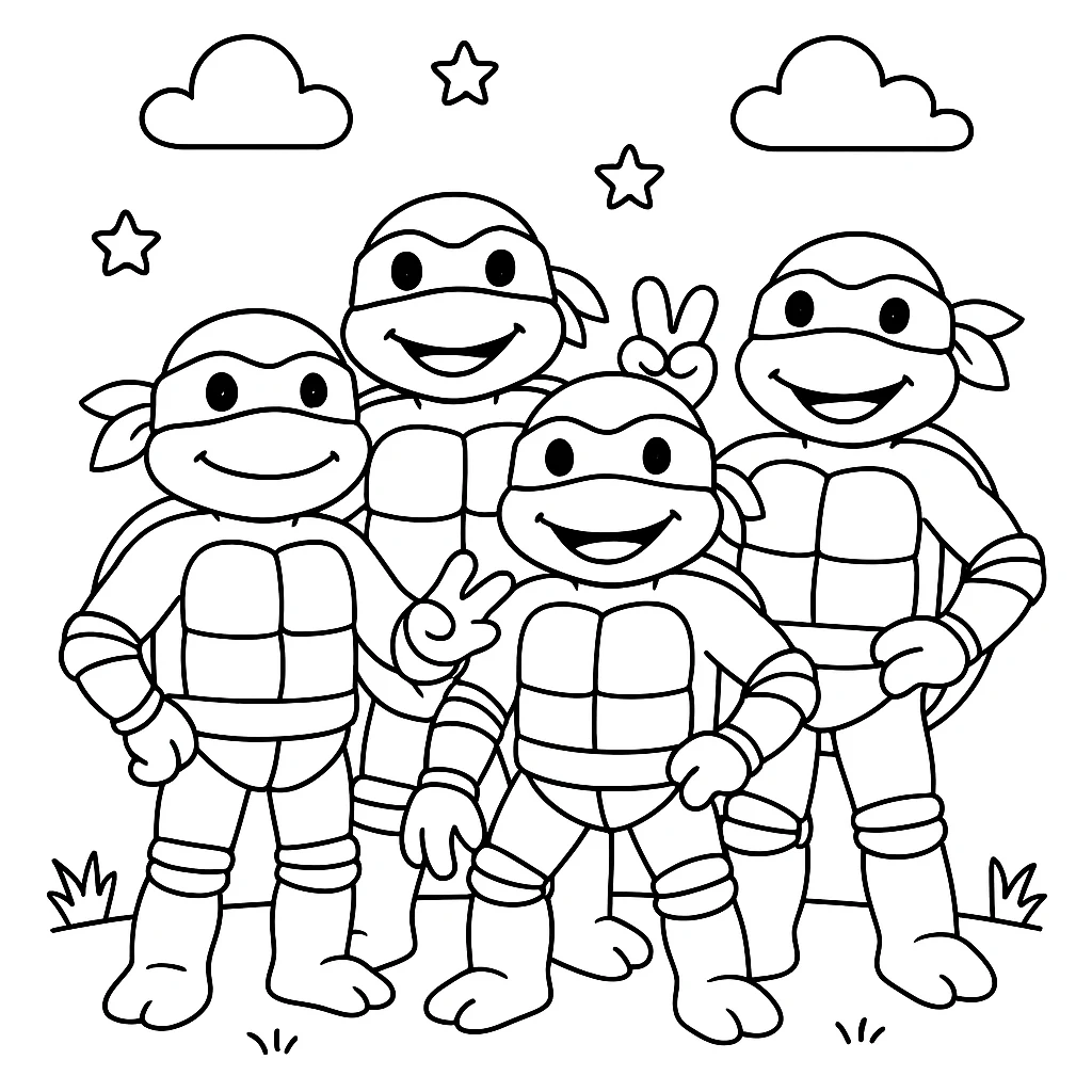 Ninja Turtles coloring pages printable for kids