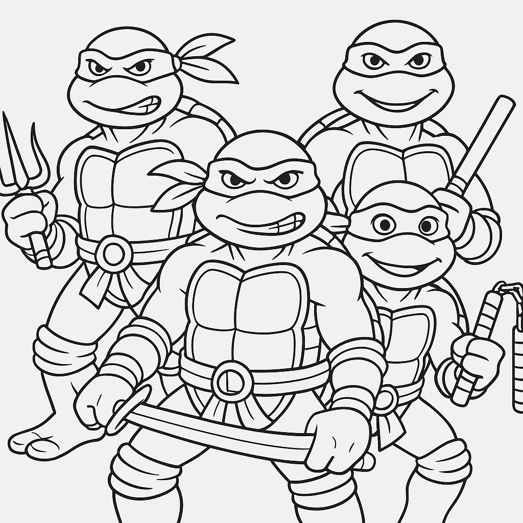 Free Ninja Turtles coloring sheet for kids