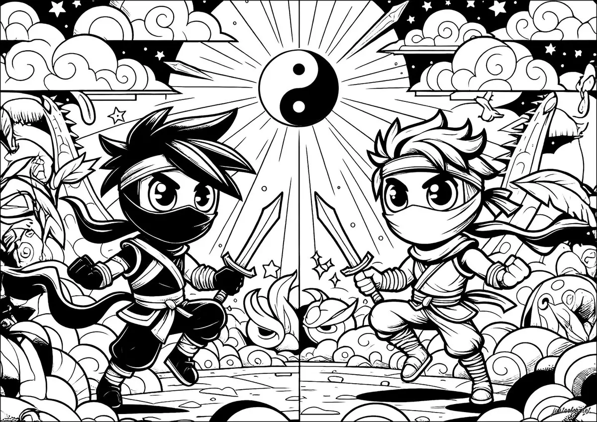 Free Ninja coloring sheet for kids