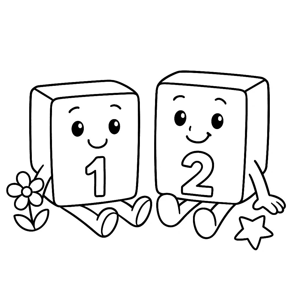 Cute Numberblocks color page for kids