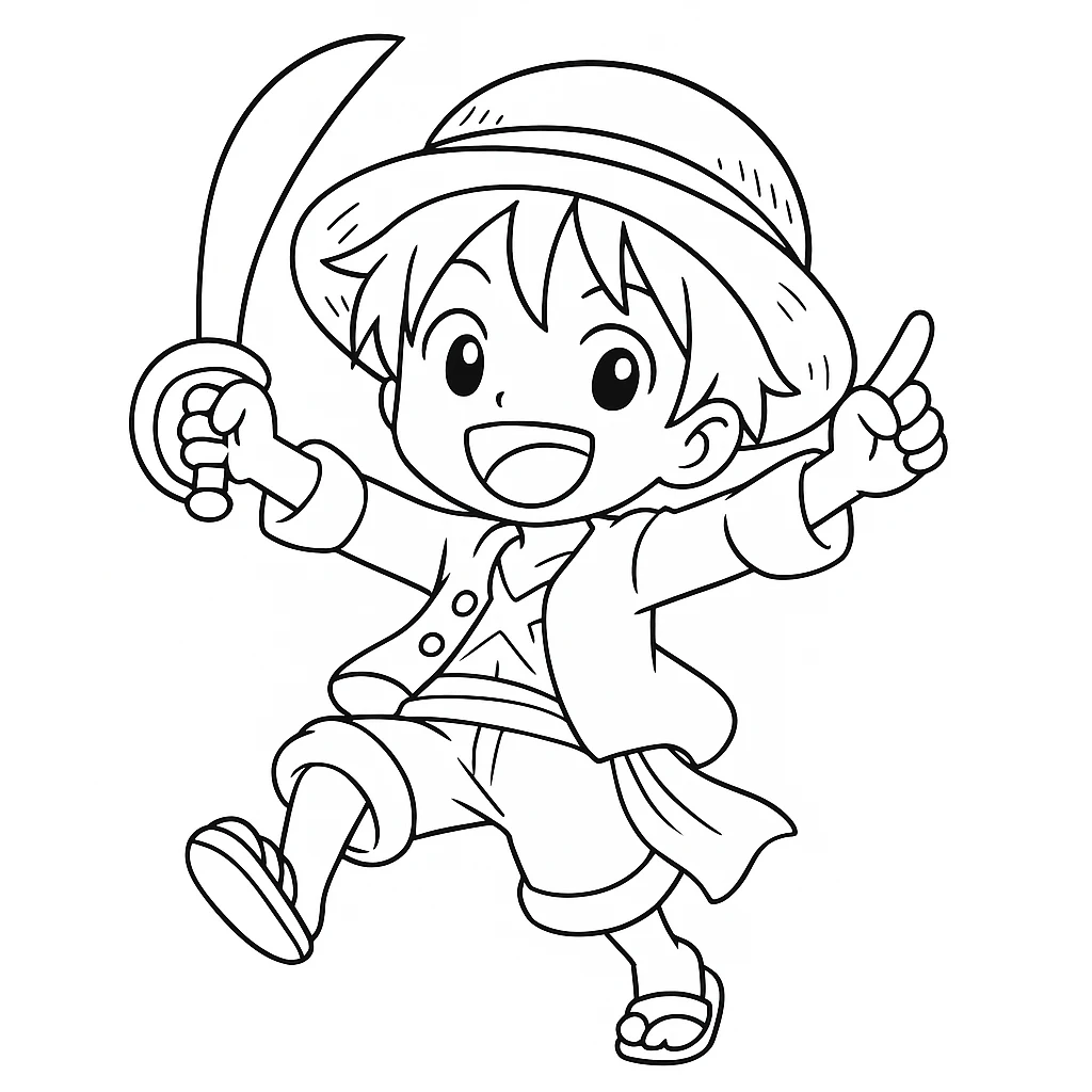 One Piece drawing page for kids