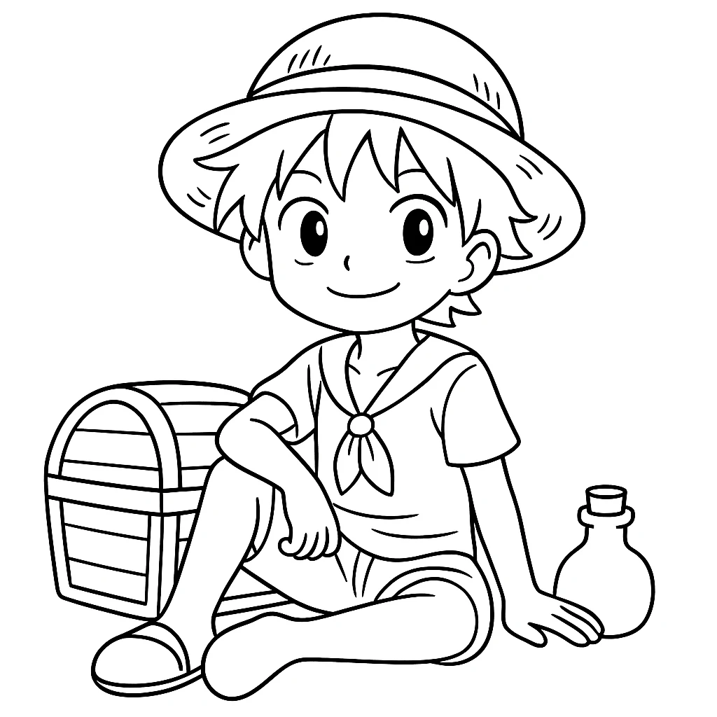 Cute One Piece color page for kids