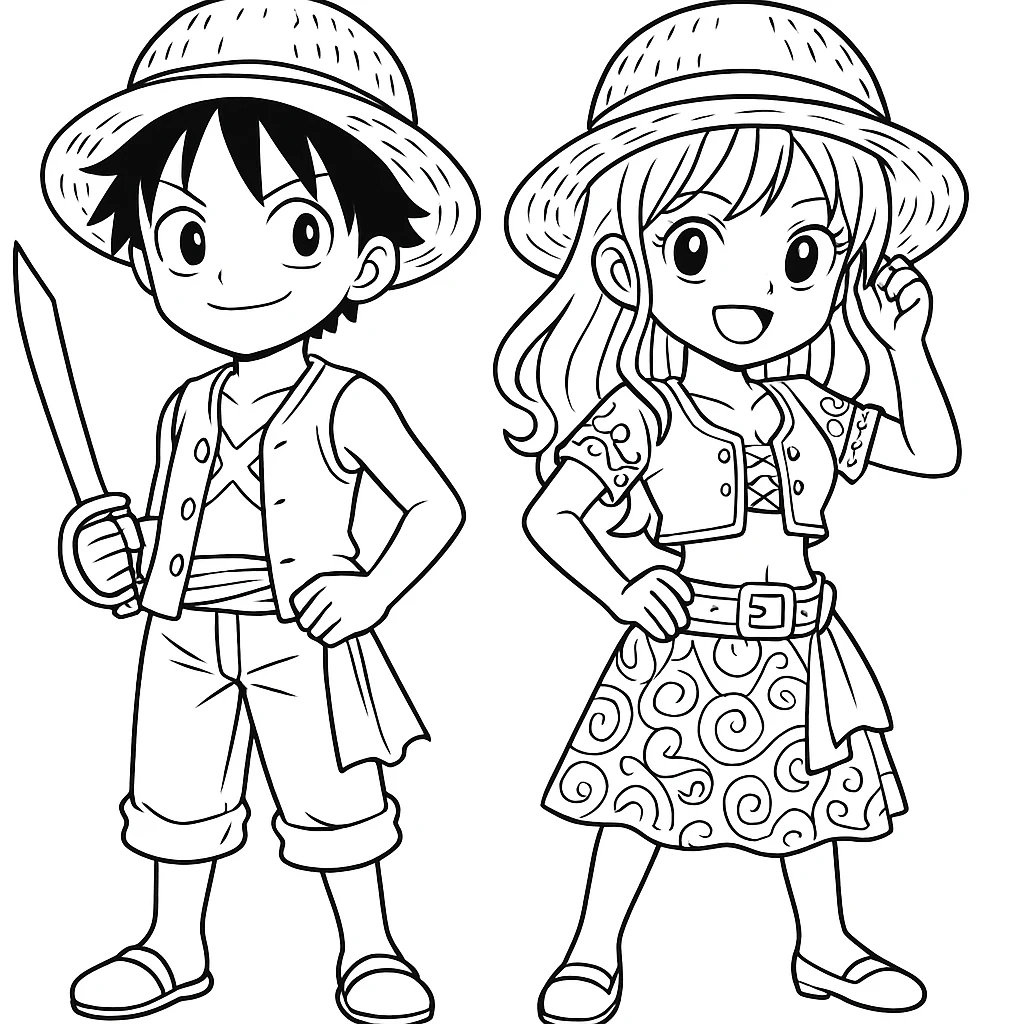 Free One Piece coloring sheet for kids