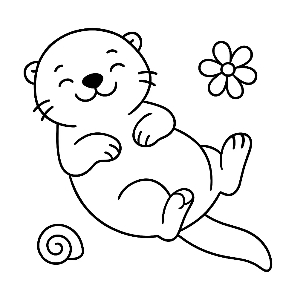 Cute Otter color page for kids