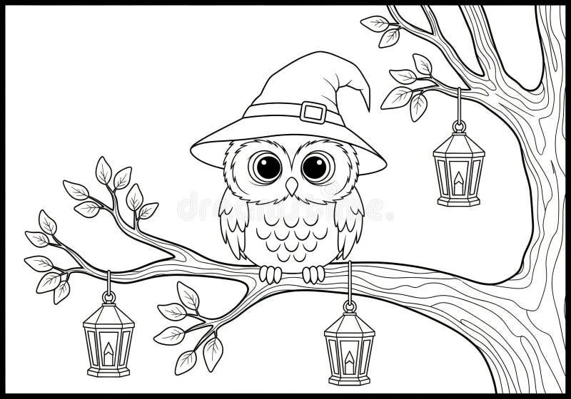 Cute Owl color page for kids