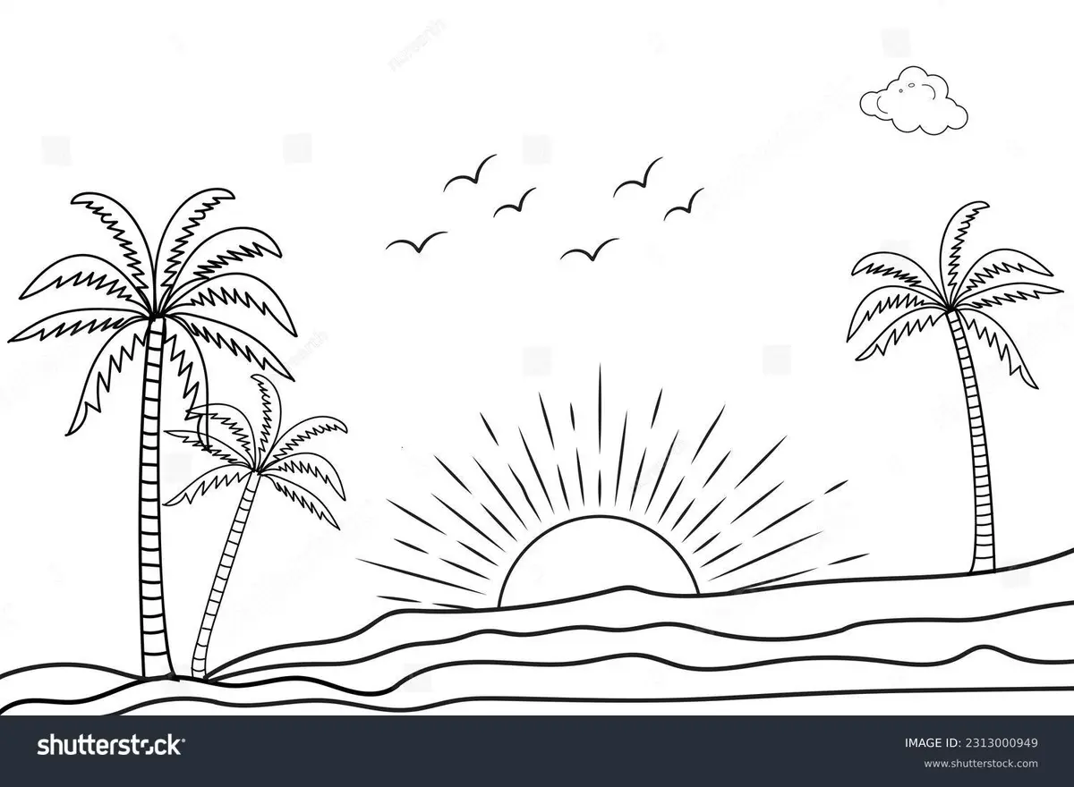 Free Palm Tree coloring sheet for kids