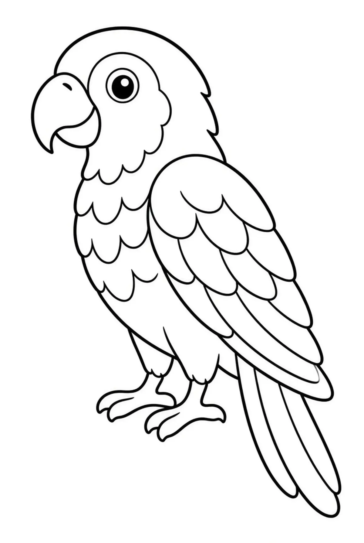 Cute Parrot color page for kids