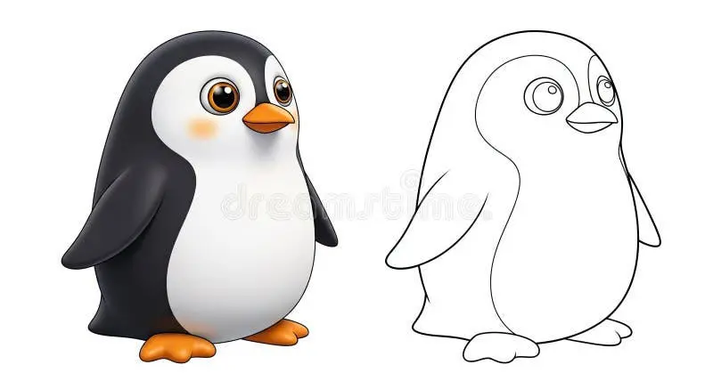 Penguin Chick drawing page for kids