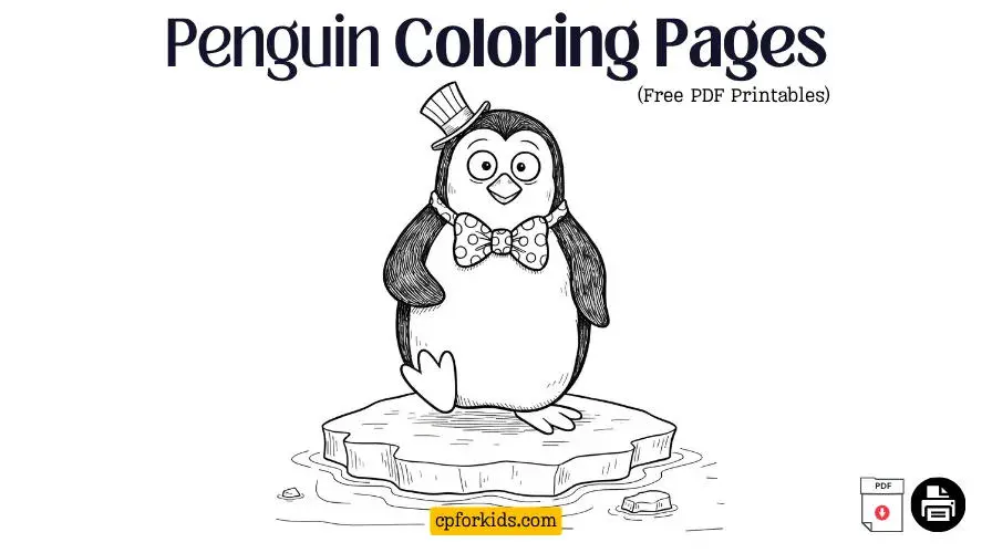 Cute Penguin Chick color page for kids