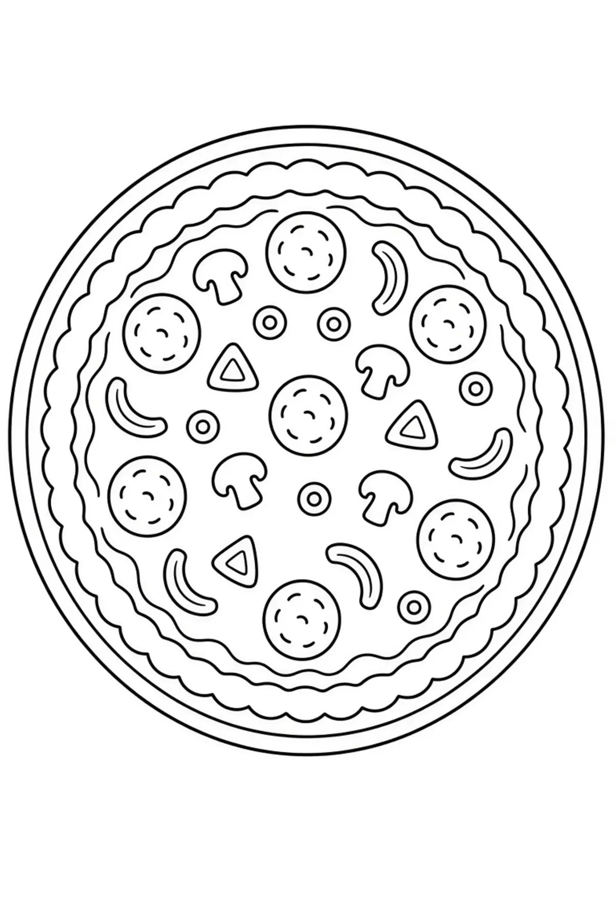 Cute Pizza color page for kids