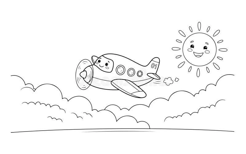 Plane drawing page for kids