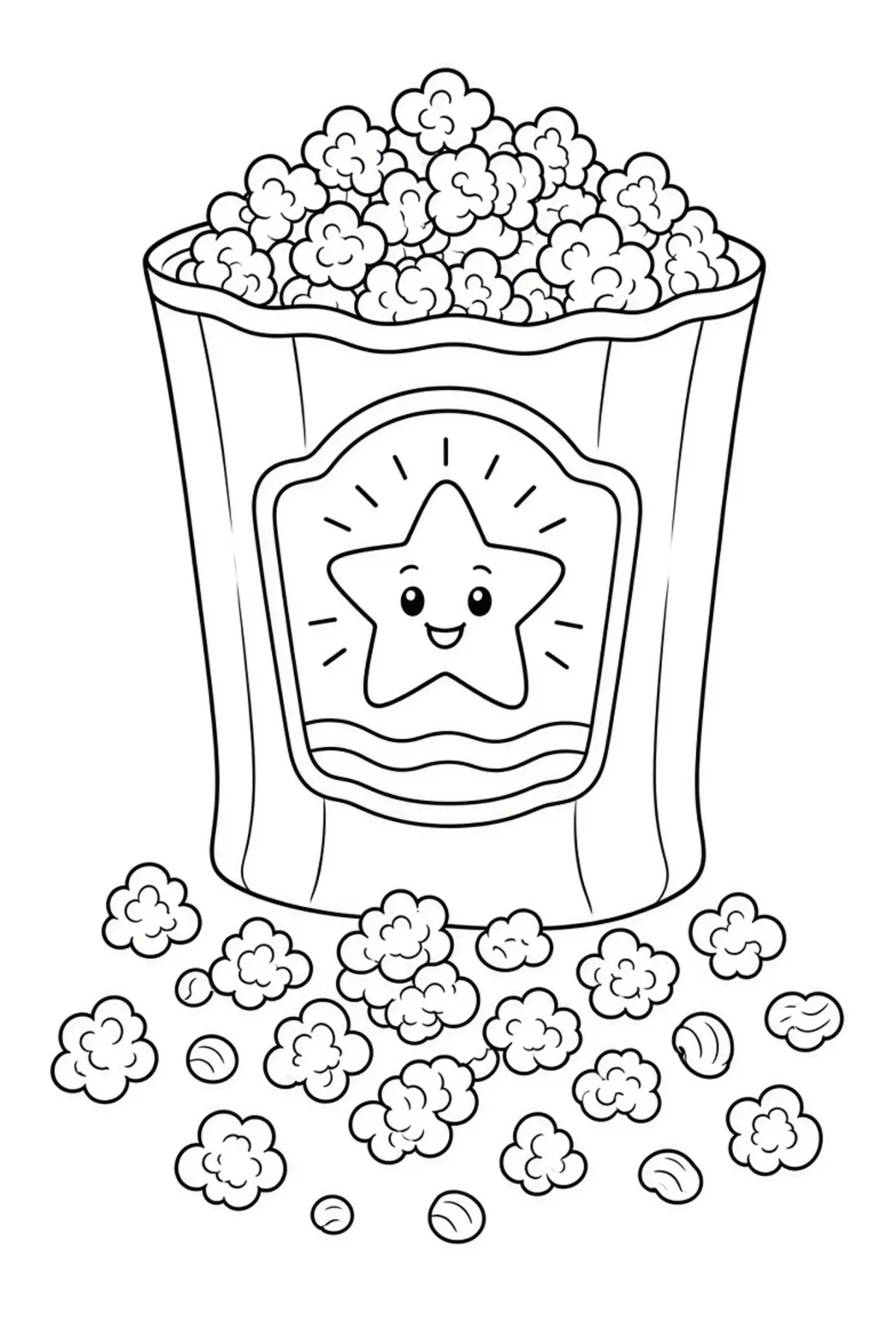 Cute Popcorn color page for kids