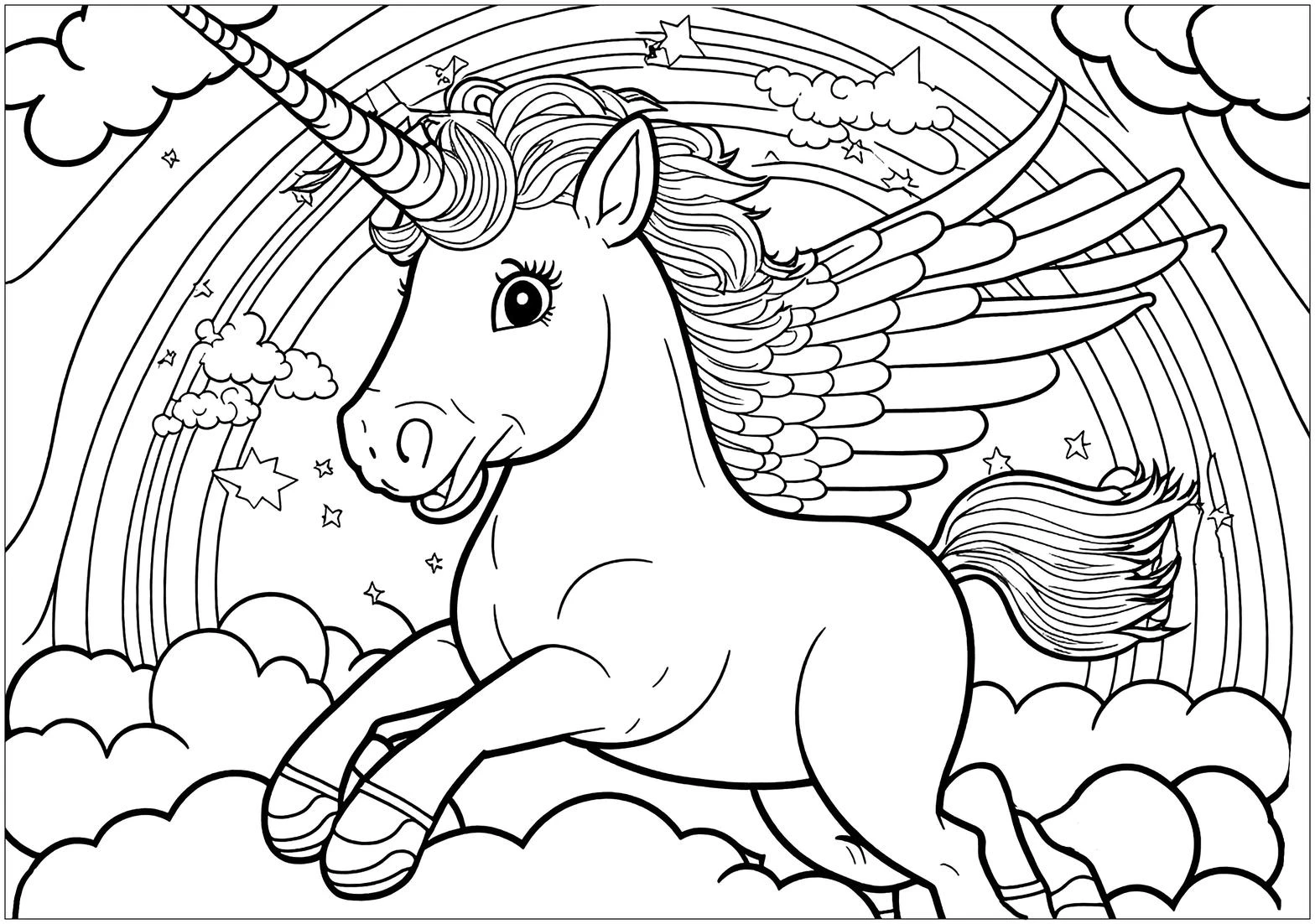 Rainbow Unicorn coloring pages
