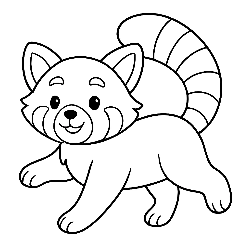Red Panda drawing page for kids