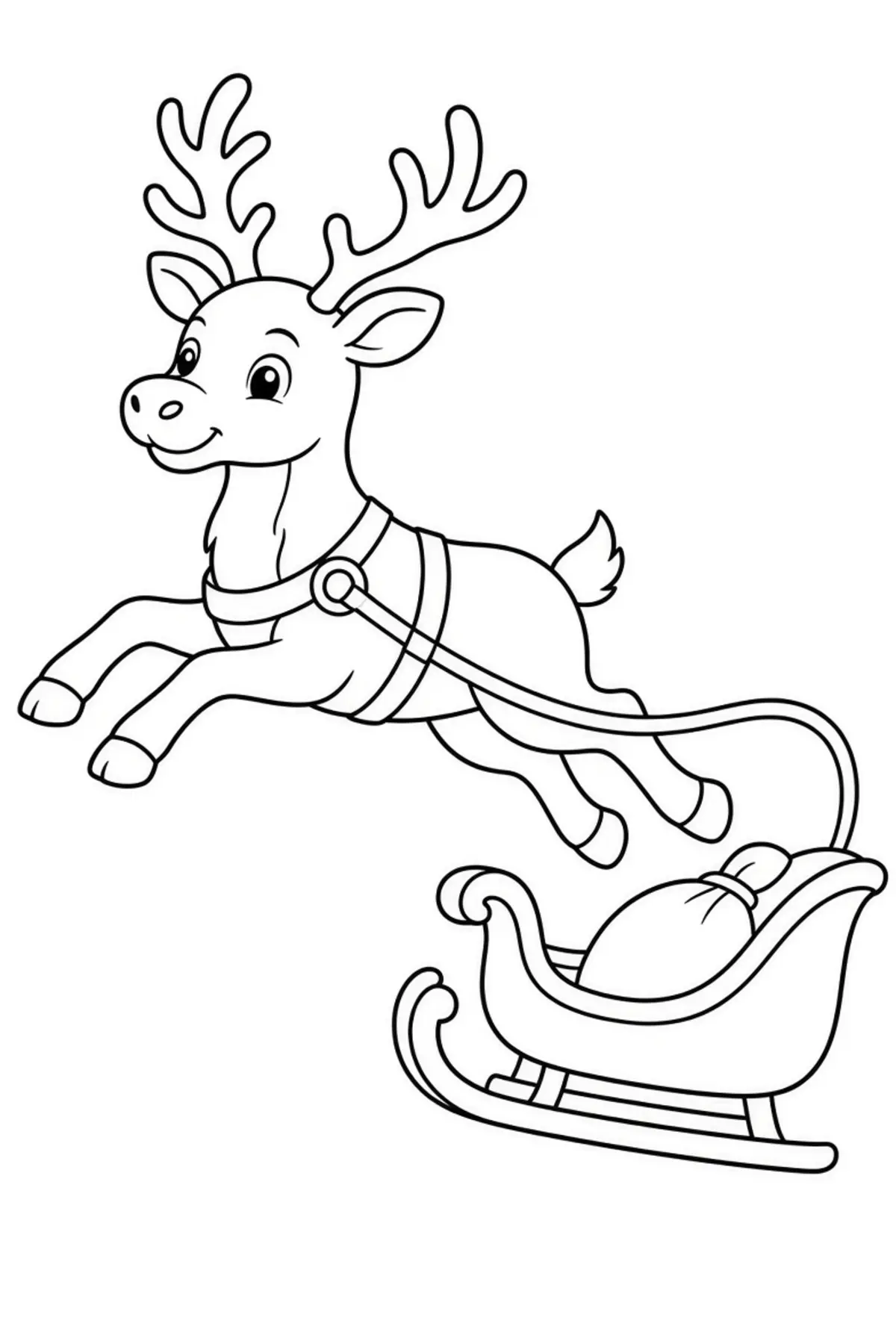 Cute Reindeer color page for kids
