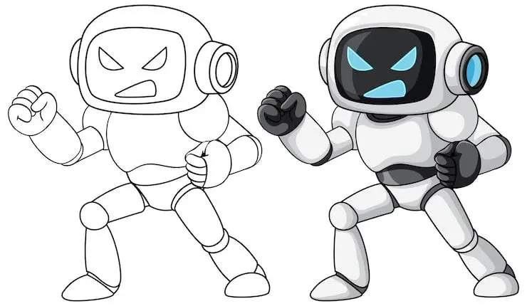 Free Robot coloring sheet for kids