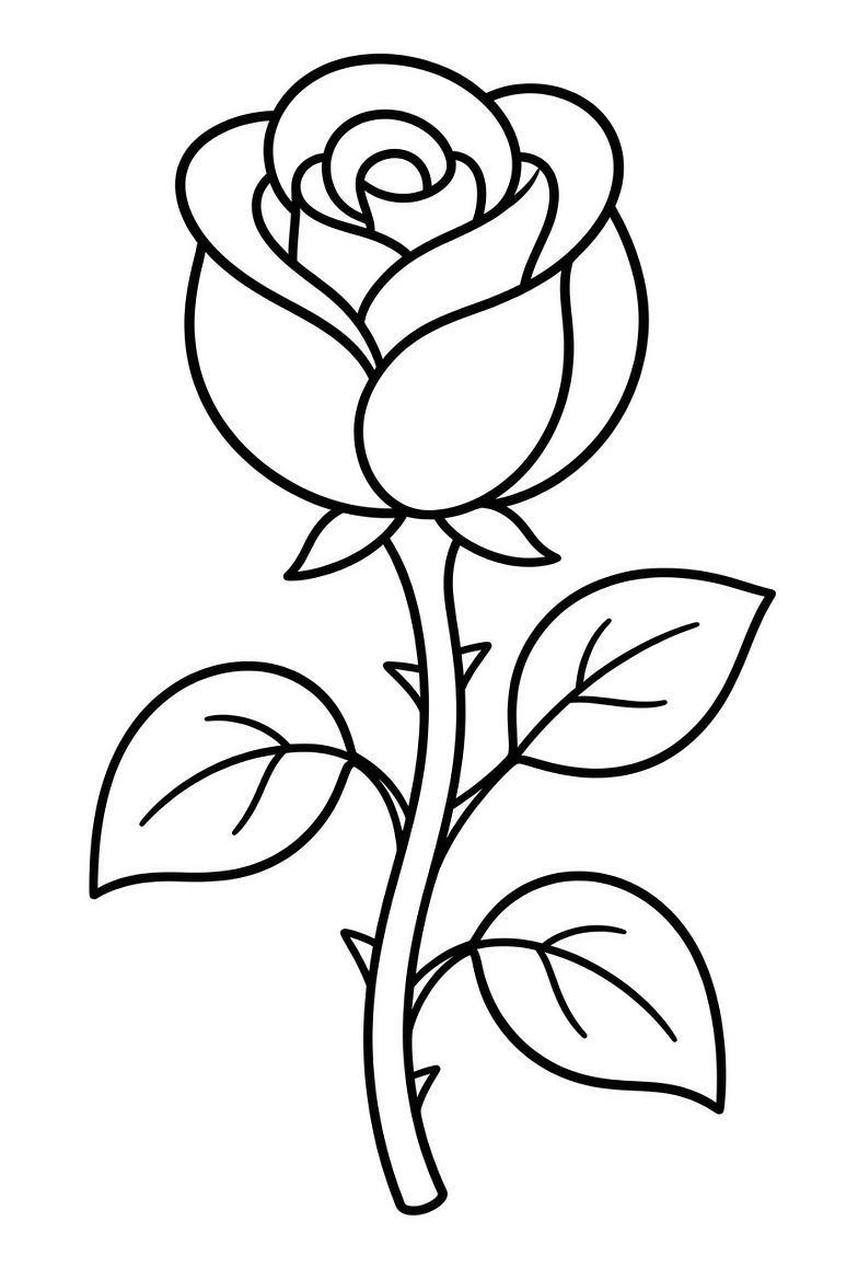Cute Rose color page for kids