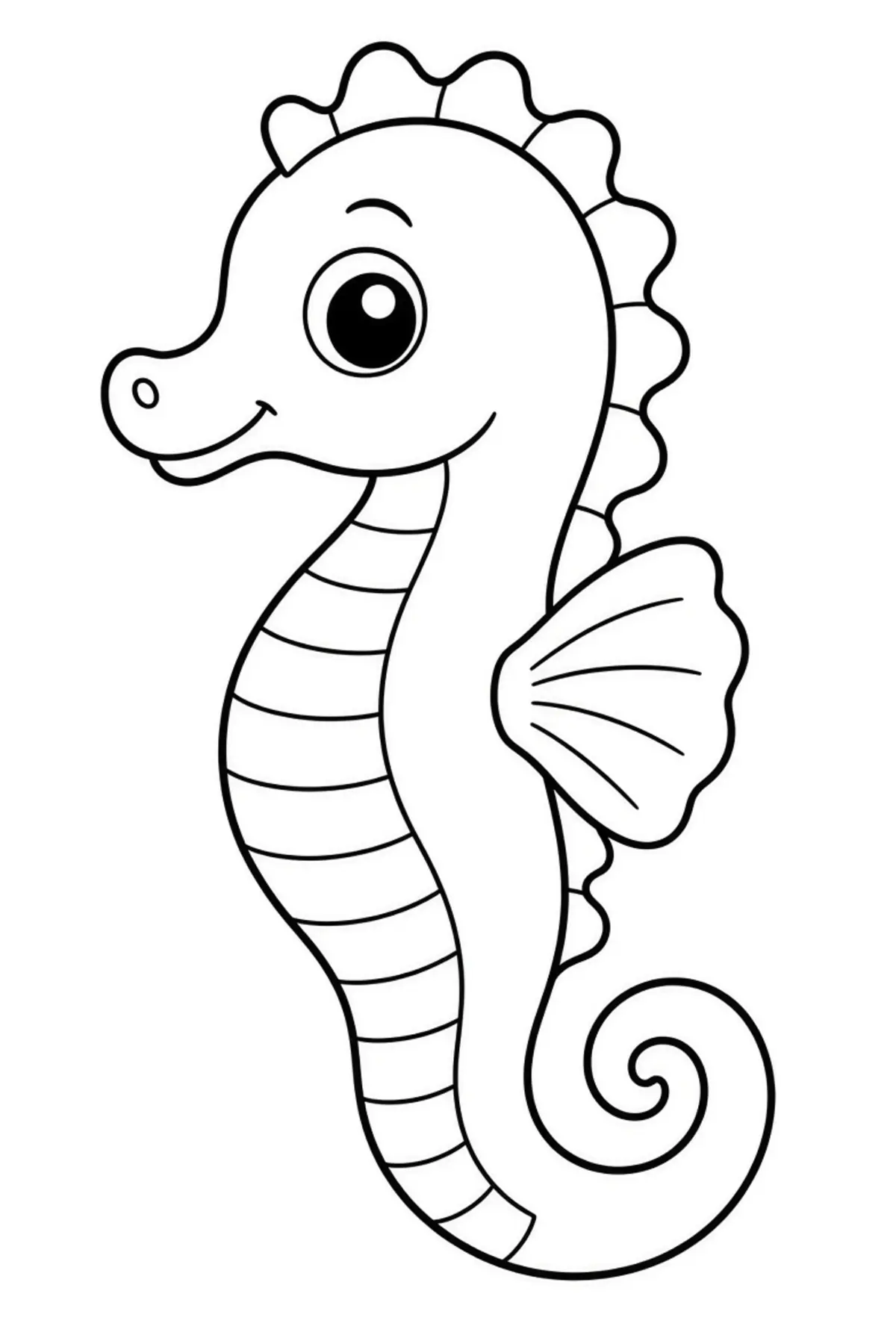 Cute Seahorse color page for kids