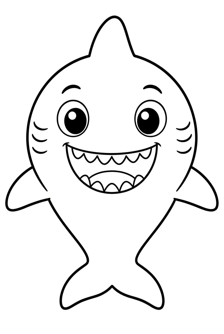 Shark drawing page for kids
