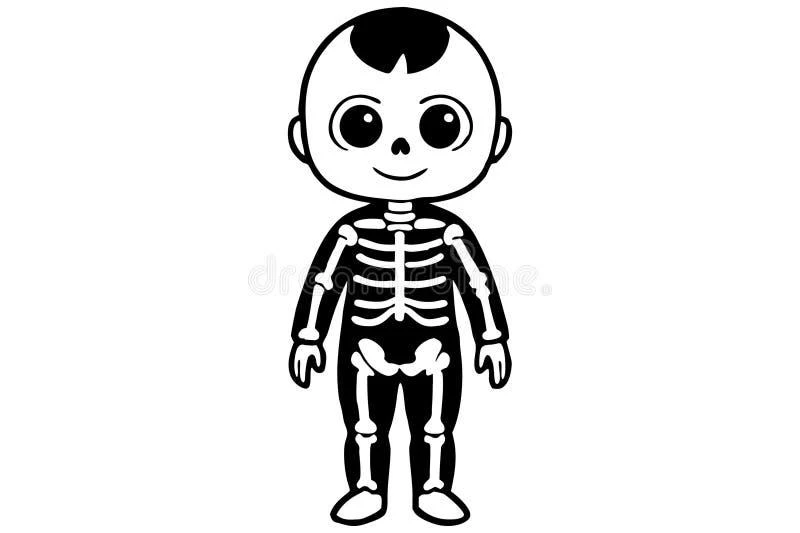 Cute Skeleton color page for kids
