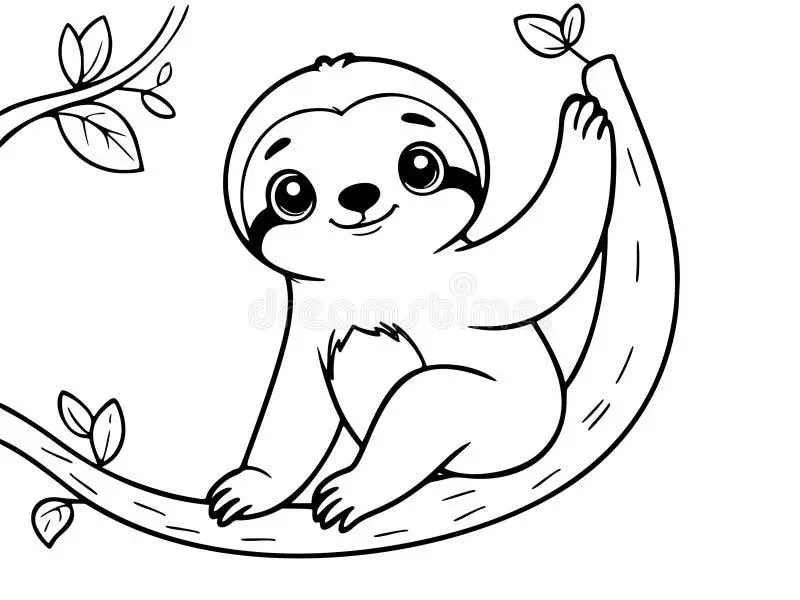 Sloth drawing page for kids
