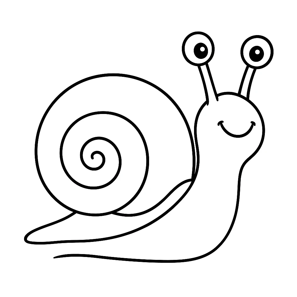 Snail drawing page for kids