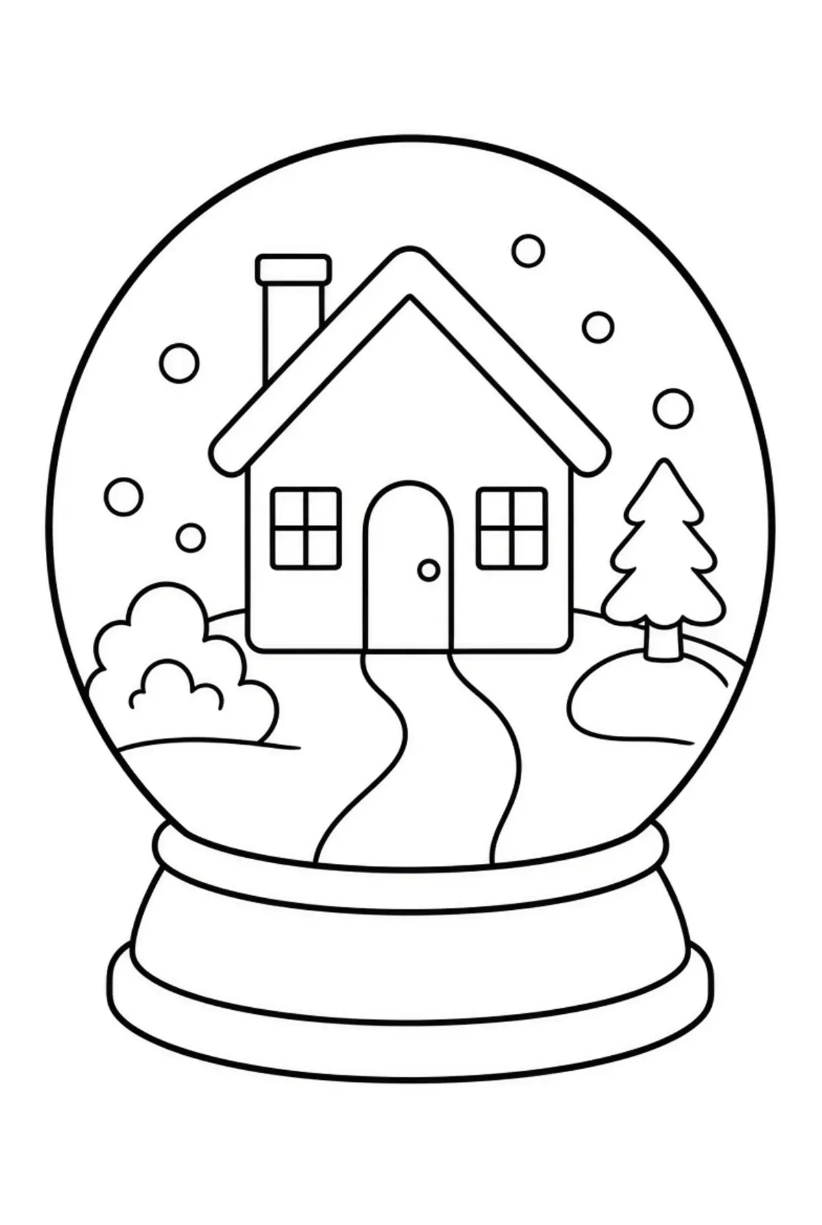 Snowglobe drawing page for kids