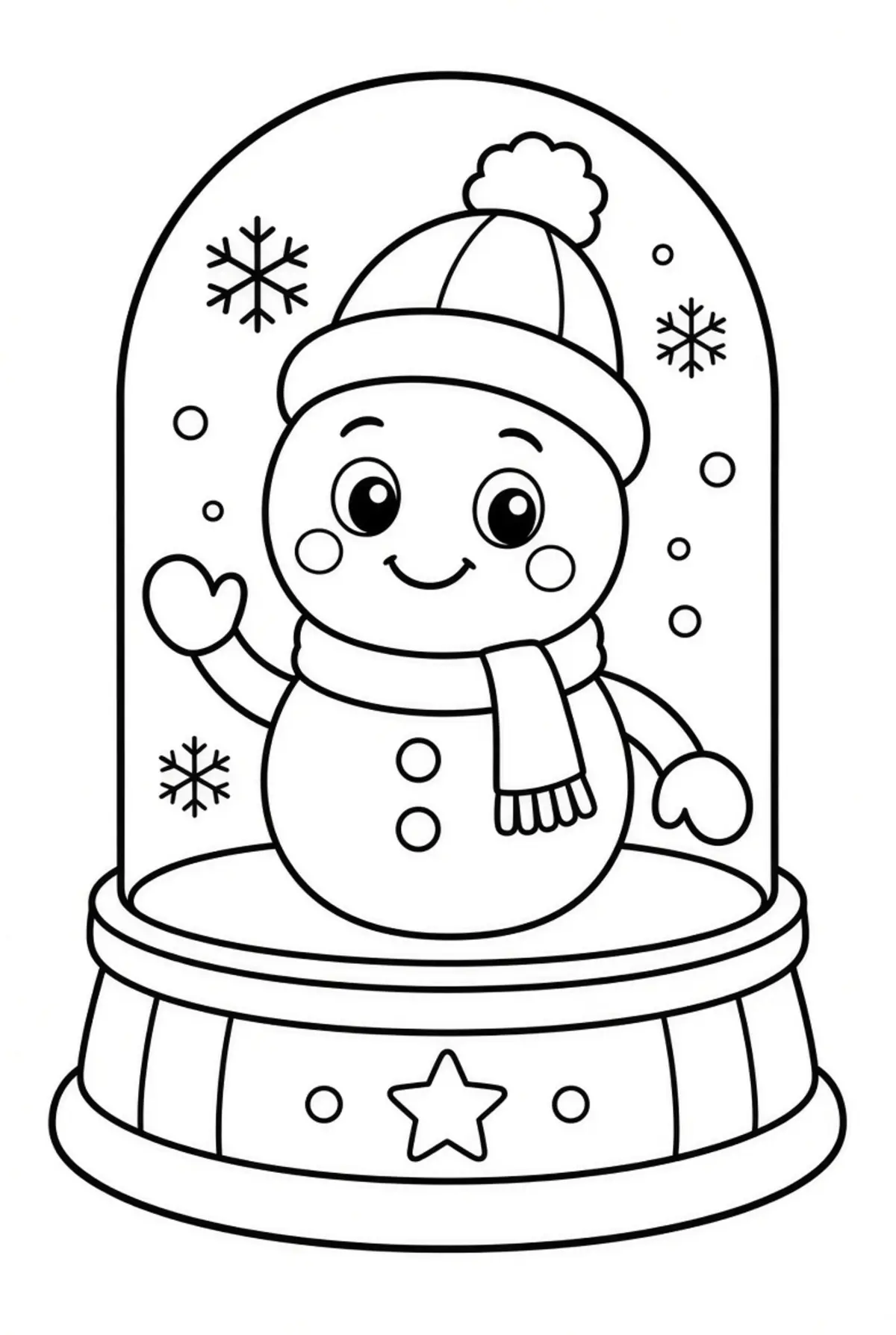 Free Snowglobe coloring sheet for kids