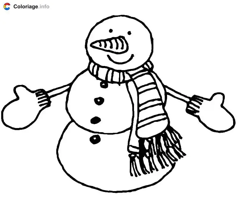 Cute Snowman color page for kids
