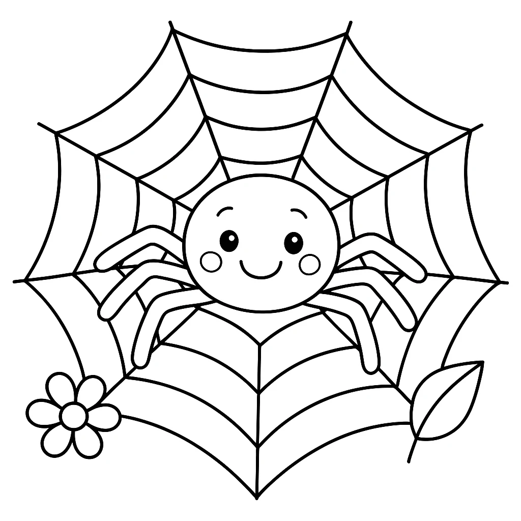 Cute Spider color page for kids