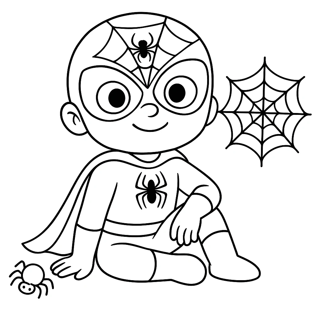 Cute Spidey color page for kids