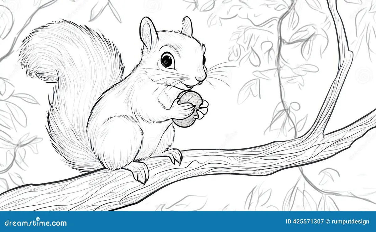 Free Squirrel coloring sheet for kids