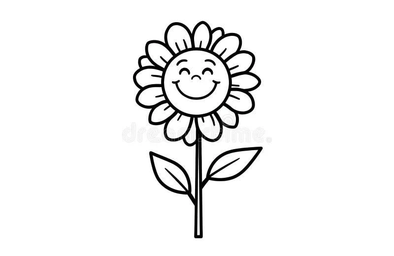 Sunflower drawing page for kids