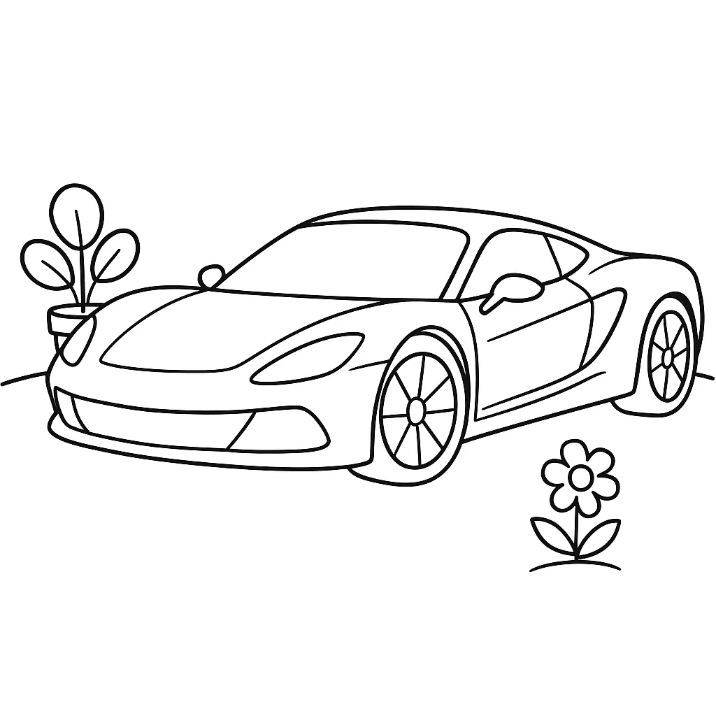 Cute Supercars color page for kids