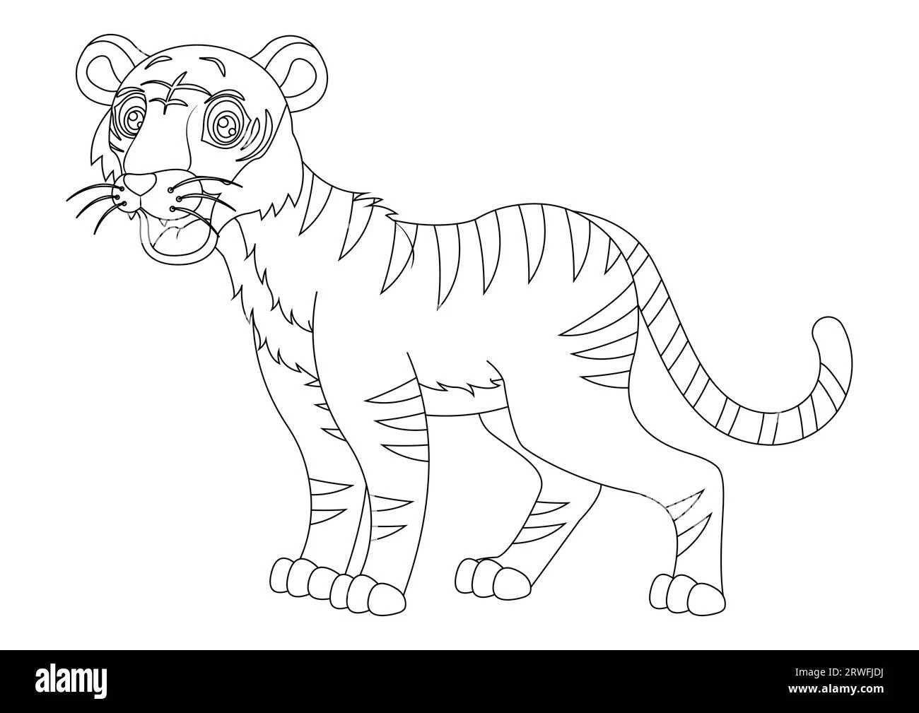 Cute Tiger color page for kids
