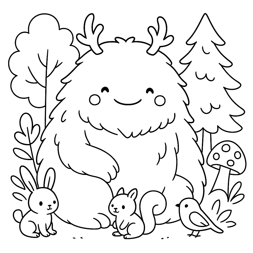 Cute Totoro color page for kids