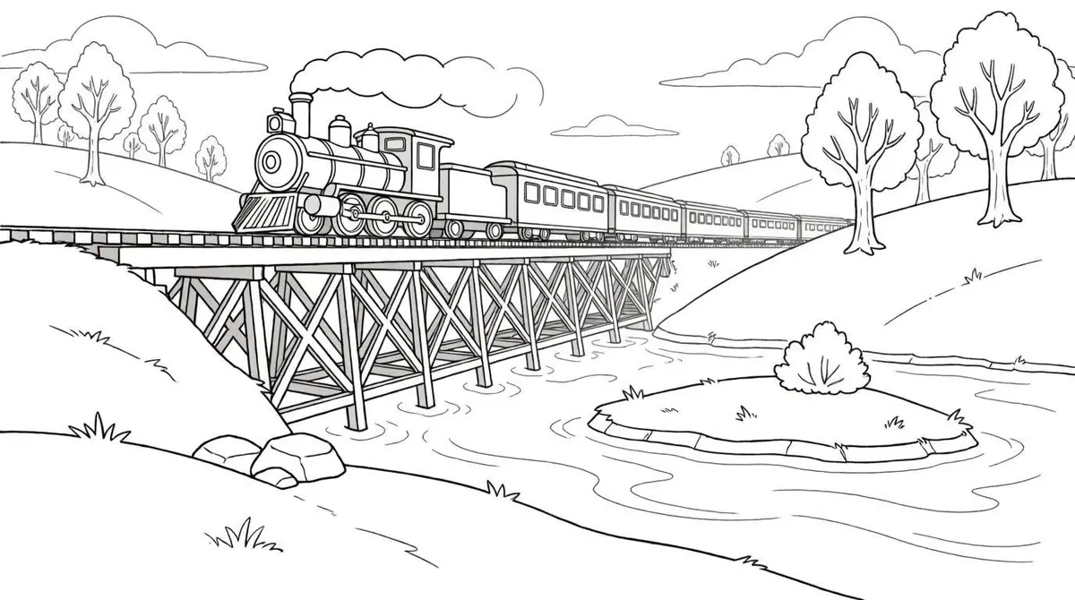 Cute Train color page for kids